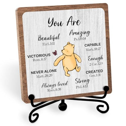 Winnie Inspirational Christian Gifts, Bible Verse Quote for Women Men | Positive Affirmation Faith Plaque, Religious Office Home Nursery Desk Decor, Motivational Saying for Friend Bestie Coworker - style: Amazing