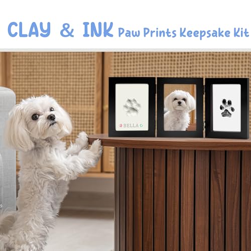 MYPAWLETS Paw Print Kit Keepsake,Ink&Clay Frame for Pet Pawprint,Black | Inkless Ink Pad,Soft Clay,Pet Safe,Mess-Free,Dog,Cat Paw Print Impression Kit,Nose Print,Memorial,DIY Gifts for Pet Owners - color: Black