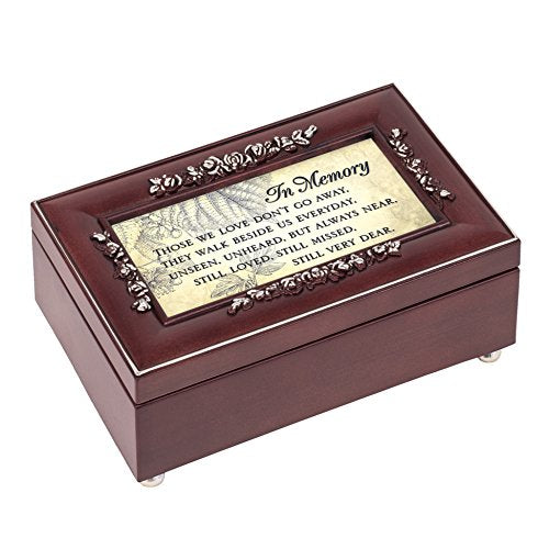Cottage Garden in Memory Very Dear Rosewood Finish Embossed Jewelry Music Box - Plays Tune Canon in D