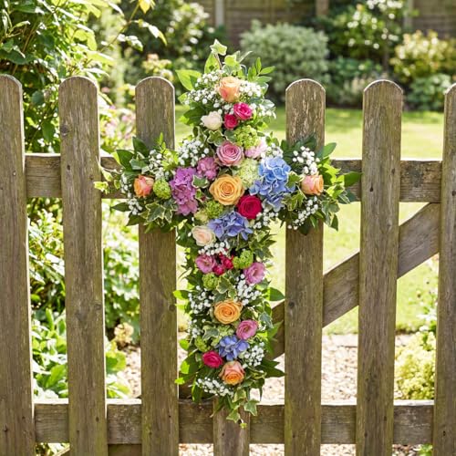 Operitacx 2 Pcs Cross Shaped Metal Wire Wreath Frame 16 Inch, Floral Form for Christmas Memorial Cemetery, Religious Church Wedding & Sympathy DIY Craft - color: 2pcs Green