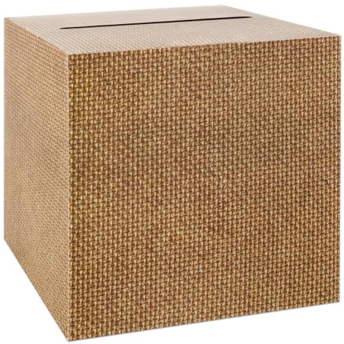 Burlap Paper Card Box Wedding Favors Gift Card Boxes Post Box Receiving Money Box Holder for Wedding Reception, Baby Showers, Anniversary, Birthday Party, Retirement, Graduation Envelope Holder - style: Burlap