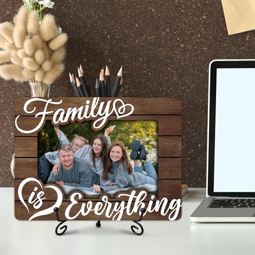 Family Picture Frame, Family is Everything Photo Frame, Thank You Birthday Christmas Gifts for Women Men Couples Friends, Tabletop-A04 - color: brown family