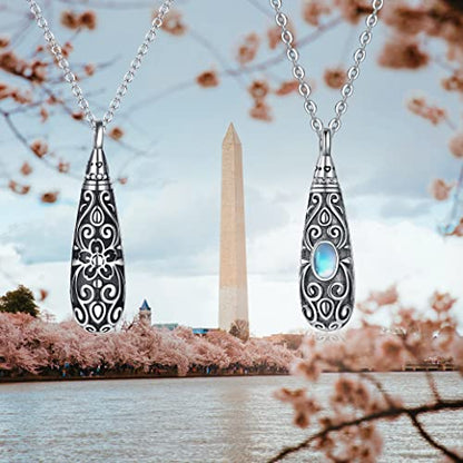 Sterling Silver Flower Tree Life Cremation Urn Necklace for Women - color: Tear *Cherry