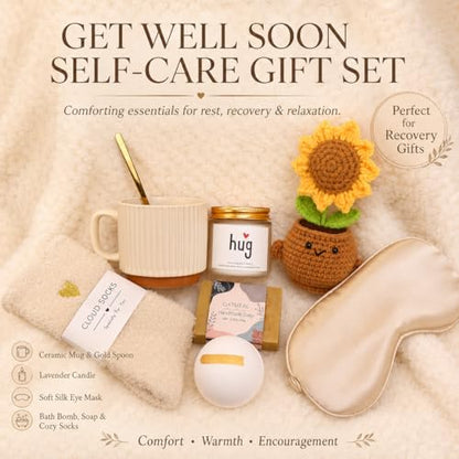 Get Well Soon Gift Baskets for Women, Surgery Recovery Care Package, Sympathy Gifts for Loss of Loved One, Thoughtful Care Package for Mom Her Wife Friends - color: Cream