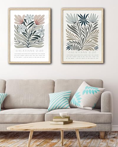 EcoHest 16x20 in Galatians 2:20 Abstract Floral Framed Christian Wall Art - color: Framed Galatians, size: 20"L x 16"W