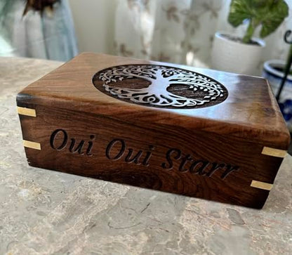Personalized Rosewood Urns For Human Or Pet Ashes, Tree Of Life Wooden Engraved Cremation Urn For Adult, Wood Funeral Urn Keepsake Box Memorial Urn Or Casket, Custom Burial Urn Brown