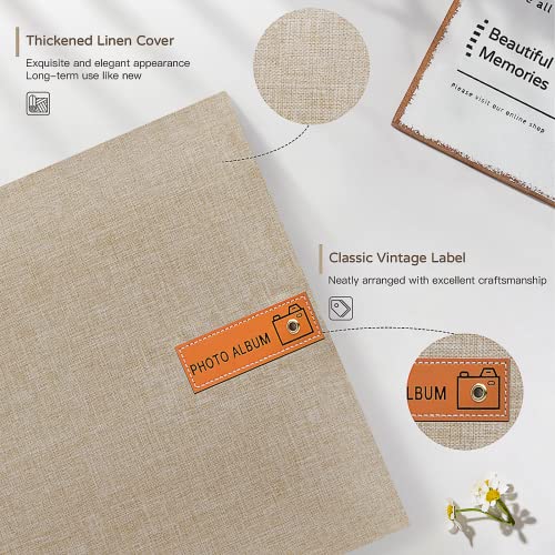 Popotop Large Photo Album Self Adhesive 4x6 5x7 8x10 Scrapbook Album DIY Picture Book,Gifts for Mom,Family Baby and Wedding,with Metal Pen and Plastic Board - color: Beige, size: 11.5"x10.6"40pages