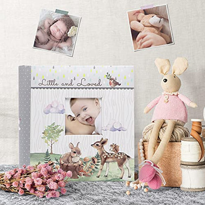 Holoary Baby Photo Album 4” x 6” 160 Photos, Newborn Baby Keepsake Gifts for Baby Boy/Girl and New Parents, Woodland Animals Design - size: 8.5''x8.6''