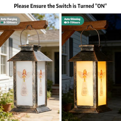 Outdoor Hanging Solar Lights Iron Angel Pattern Landscape Lights Waterproof Design Perfect for Porch, Garden, Courtyard, and Patio Decor Birthday Gifts for Women Mom and Grandma - style: Angel