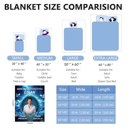 Custom Sympathy Blanket with Photo - Personalized Memorial Blanket for Departed Loss of Loved One in Loving Memory Bereavement Grief Gifts for Dad Mom Husband Wife Friend Women Men (Mirror and Dove)