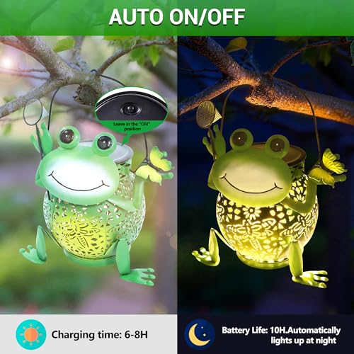 Solar Lantern Outdoor Lights, Cute Metal Solar Frog Lamp with Sound - size: Frog