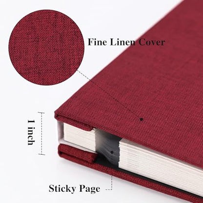 Vienrose Large Photo Album Self Adhesive for 4x6 8x10 Pictures Linen Scrapbook Album DIY 40 Blank Pages with A Metallic Pen - color: Red, size: 11"x10.6" 40Pages