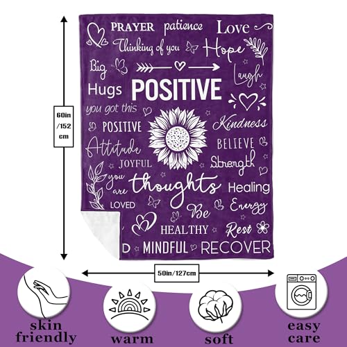Xutapy Get Well Soon Gifts for Women, Hug Healing Blanket Purple 60’’X50’’ | Inspirational/Feel Better/Thinking of You Gifts for Women, Surgery Recovery/Cancer Care/Get Well Gifts for Women - color: Purple