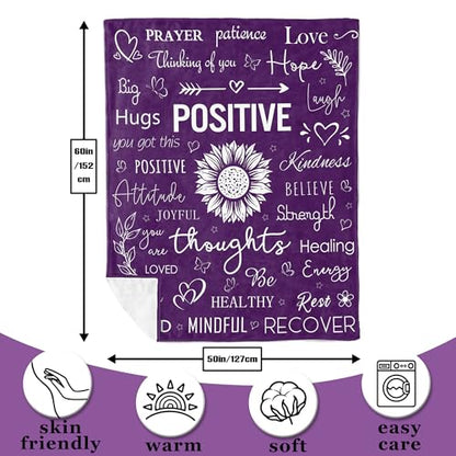 Xutapy Get Well Soon Gifts for Women, Hug Healing Blanket Purple 60’’X50’’ | Inspirational/Feel Better/Thinking of You Gifts for Women, Surgery Recovery/Cancer Care/Get Well Gifts for Women - color: Purple