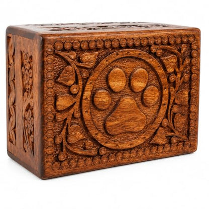 Wooden Pet Memorial Cremation Urns for Ashes Pet Urn Wood Keepsake Paw Box Urns for Cat Dogs Ashes | Cat Memorials