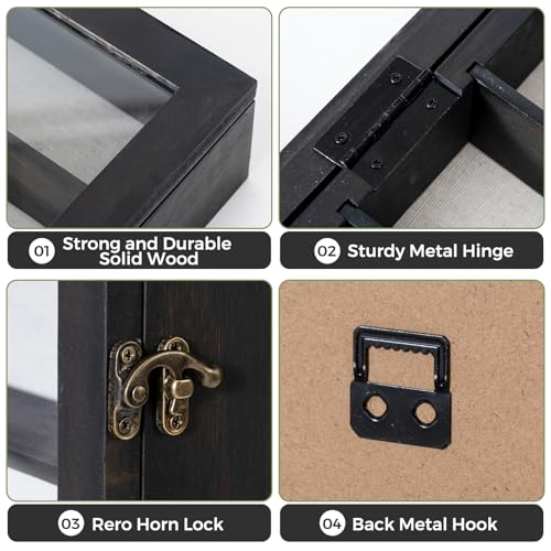 Muzilife 16x20 Shadow Box Wood Picture Frame with Shelves, 2.83 Deep, Black - color: Black, size: 16"x20" with Shlef