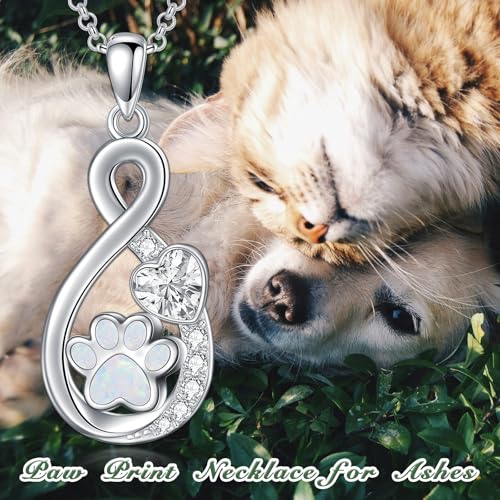Rose & Daisy Urn Necklace - Sterling Silver Cremation Keepsake Memorial Jewelry - style: Paw Print Urn Necklace-Infinity