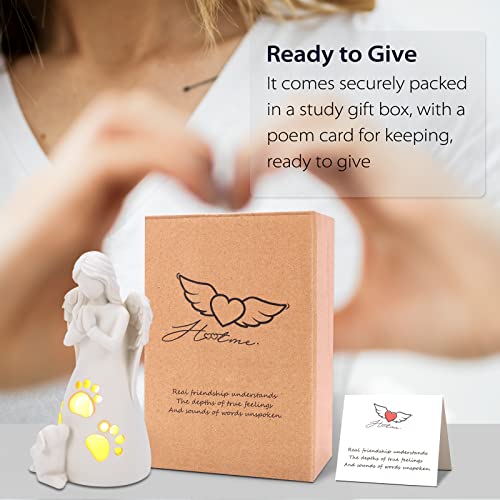 BEARAE Loss of Dog Sympathy Gift, Dogs Memorial Gifts, Pet Loss Candle Holder Figurine Statue, Dog Passing Away Statue Remembrance Gift, Puppy Angel Figurine for Dogs Owners - color: White #2