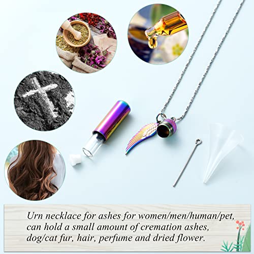 Imrsanl Cremation Jewelry for Ashes Pendant Urn Necklace Cylinder with Glass Vial Keepsake Ashes Memorial Jewelry - color: Colorful