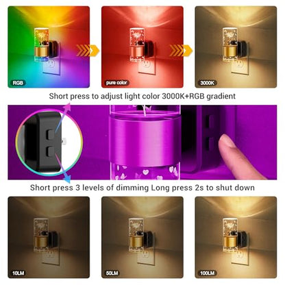 JandCase Night Lights Plug into Wall, 2 Pack Rose Carved Night Light, Girls - color: Gold-Rose, size: 2 Pack