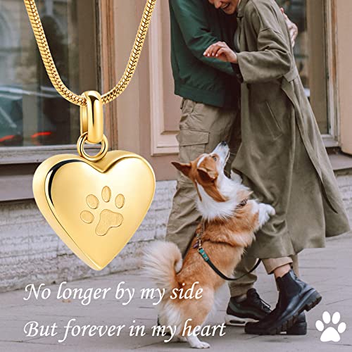 zeqingjw Pet Cremation Jewelry for Ashes Pendant Paw Print Pet Heart Urn Necklace Memorial Keepsake Jewelry for Pet/Dog's/Cat's Ashes - color: Heart-Gold