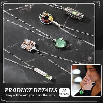 Ecation 15 Pcs Urn Necklace for Ashes Women Cremation Jewelry - color: Green