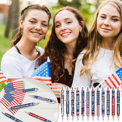 12PCS 250th Anniversary American Flag Patriotic Ballpoint Pens - color: 250th Anniversary
