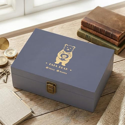 Personalized Gift for Dad or Grandpa, Engraved Wooden Family Memory Box - style: 17. Papa Bear Designs