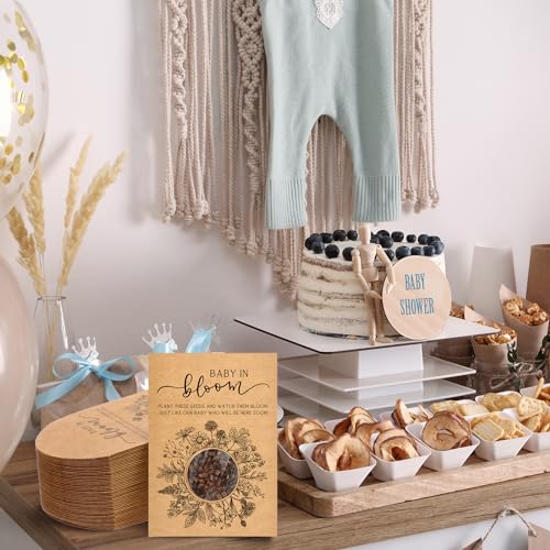 Fumete 100 Pack Simple Style Baby in Bloom Baby Shower Favor for Guest Wildflower Seeds Packets Party Favor with Window Envelopes Resealable Organizer Storage Bag for Gender Reveal Party - style: Simple
