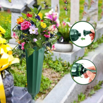 21 Pack Cemetery Vases for Grave Memorial Flower Vase Plastic Cemetery Vases with Spikes Flower Holder for Cemetery - size: 21