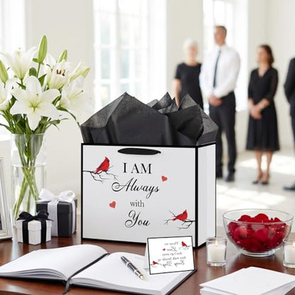 Cardinal Sympathy Gift Bag for Loss of Loved One Memorial Wrapping Paper Bag with Tissue Paper Sympathy Card Those We Love Don't Go Away Bag for Funeral Loss of Dog Pet Mom Dad Husband Bereavement - color: Cardinal