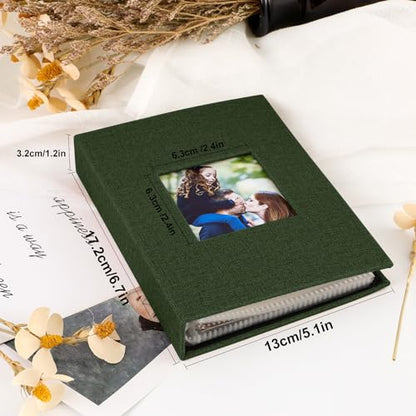 Ywlake Photo Album 4x6 100 Pockets 2 Packs, Small Mini Capacity Linen Photo Album Bulk Sets, Each Pack Holds 100 Top Loader Vertical Only Picture for Kids Boy Girls Green - color: Green, size: 100 Pockets/2PK