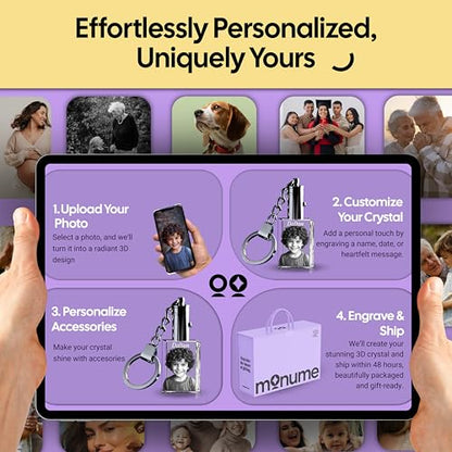 Monume 2D Crystal Photo Keychain – Personalized Laser Engraved Keepsake | Custom Crystal Photo – Personalized Keychain Keepsake – Custom Keychain with Picture for Anniversary, Birthday & More - style: Rectangle