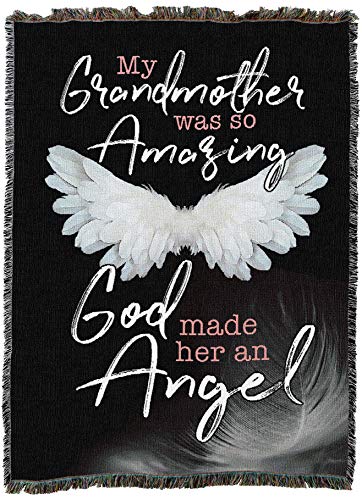My Grandmother was So Amazing God Made Her an Angel Blanket - Sympathy Bereavement Gift Tapestry Throw Woven from Cotton - Made in the USA (72x54) - color: Grandmother, size: 72" x 54"