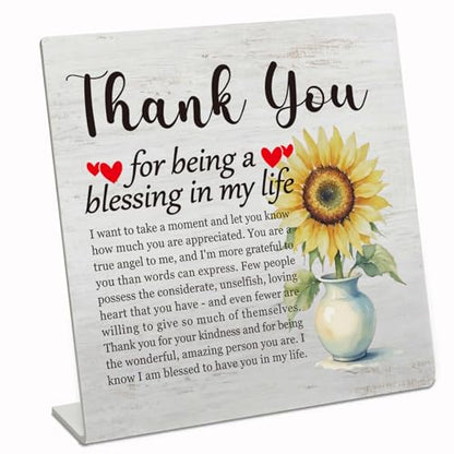 Stainless Steel Desk Plaque with Sunflower Design, Thoughtful Thank You Gift for Husband, Wife, Blessing Gratitude Gift for Boyfriend, Girlfriend, Motivational Desk Decor for Home HDESK19 - style: Husband, Wife