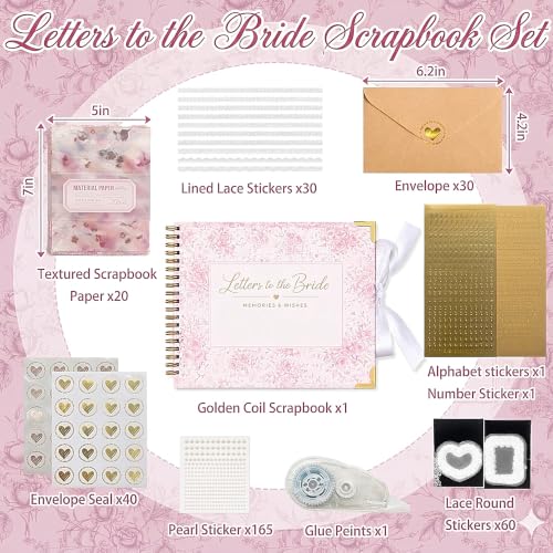 Letters to the Bride Scrapbook Kit, Bridal Shower Guest Book Alternative - color: pink