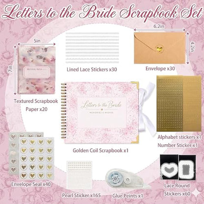 Letters to the Bride Scrapbook Kit, Bridal Shower Guest Book Alternative - color: pink