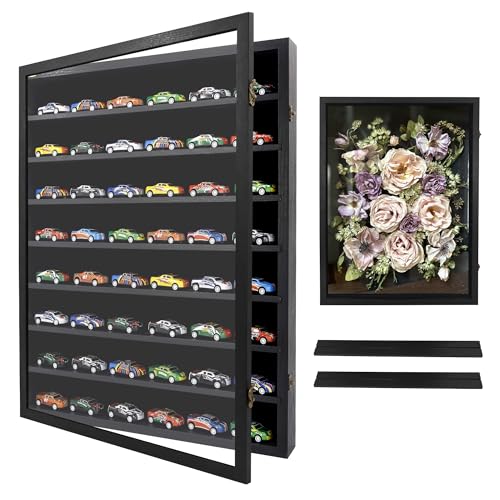 FramePro Shadow Box Frame Display Case 18x24 with Removable Shelves, Deep Memory Box Trinket Knick Knack Shelf Cabinet for Collector, Keepsake Coins Military Medals Wedding Flowers Black - color: Black, size: 18x24