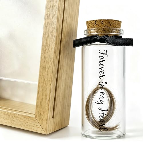 Personalization Memorial Photo Frame with Glass Keepsake Jar，Perfect for Preserving Loved One’s Hair & Memories，Sympathy Bereavement Gift - Holds 4x6 inch pictures (wood 4) - color: wood 4