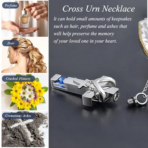 6 Pcs Cremation Cross Urn Necklace for Ashes Cremation jewelry Small Cremation Keepsake Urn Sharing Urns with Necklace pendant Urn - color: 6Pcs-Purple