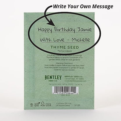 It's Birthday Thyme - Thyme Seed Packets - 25 Packets - Herb Seeds - Garden Seed to Grow Live Plants - A Beautiful Valentines Gift - Bentley Seed Co. - style: Birthday Thyme