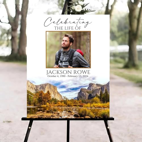 Forest Funeral Welcome Sign, Celebration of Life Welcome Sign, in Loving Memory Sign, Celebration of Life Funeral Sign, Celebration of Life Sign, Memorial Sign with Photo #ghg125 - color: Version #24