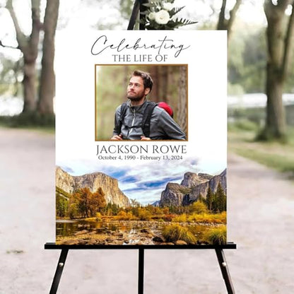 Forest Funeral Welcome Sign, Celebration of Life Welcome Sign, in Loving Memory Sign, Celebration of Life Funeral Sign, Celebration of Life Sign, Memorial Sign with Photo #ghg125 - color: Version #24