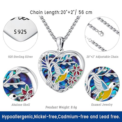 Picture Locket Necklace for Women Men Rose 14K Real Gold 925 Sterling Silver Jewelry Heart Locket Necklace that Holds Pictures Tree of Life Viking Wolf Celtic Knot St Christopher St Michael Pendant - color: H-Heart Locket-hummingbird