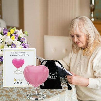 Mini Heart Urn / Cremation Keepsake For Ashes / Heart With Stand From Keepsake Company (Pink) - color: Pink