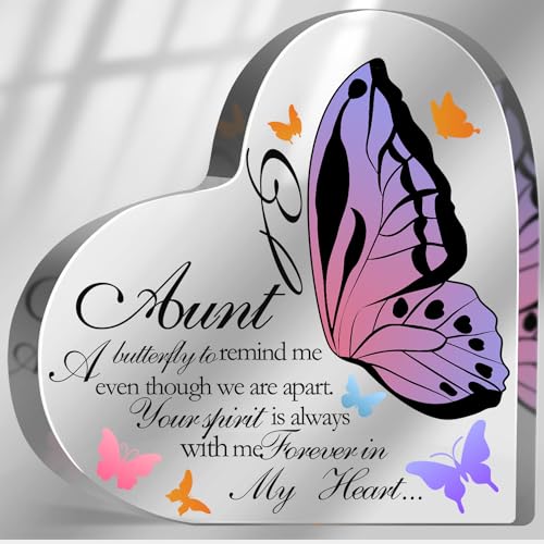 Memorial Gifts for Loss of Aunt Acrylic Keepsake,Loss of Auntie Sympathy Gift, In Memory of Loved One Sign, Grief Bereavement Remembrance Sign Plaque Decor - color: Aunt(butterfly 03)