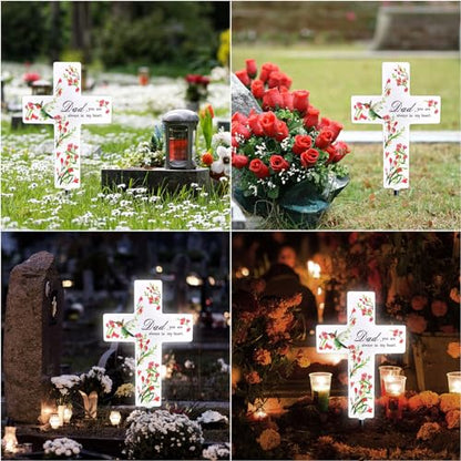 Solar Cross Light for Grave, Dad Cemetery Memorial Stake Sympathy Gift - color: Dad