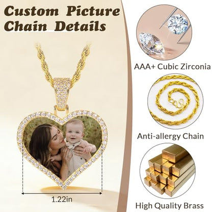 HJX Custom Circle Chain with Wings, Memorial Picture Necklace for Men Womem - color: 4-heart