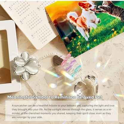 Dog Memorial Gifts, Pet Memorial Suncatcher, Loss of Dog Sympathy Gift - color: White Stone