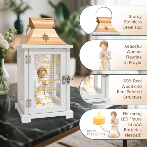 Christian Gifts for Women Faith, Inspirational Gift, Prayer of Peace Figurine Lantern, Religious Gifts for Female Men, Spiritual Gift